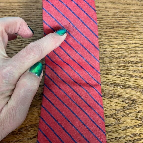 Polo by Ralph Lauren 100% cotton Red & Blue Striped Men’s Neck Tie made in USA - Picture 3 of 9